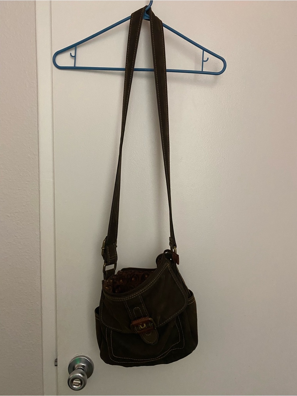 chocolate brown fossil crossbody bag